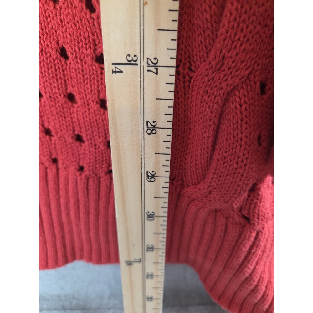 Torrid 3X Cable Crochet Knit Boyfriend Cardigan Sweater Burnt Orange Autumn Y2K - Picture 8 of 9